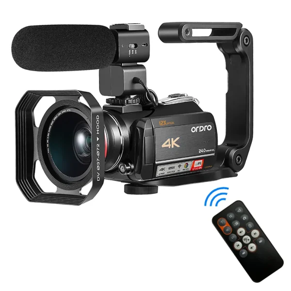 Video Camera YouTube Live Stream 4K Professional Ordro AC5 12X Optical Zoom Digital Camcorder Vlogging Blogger Filming Filmadora